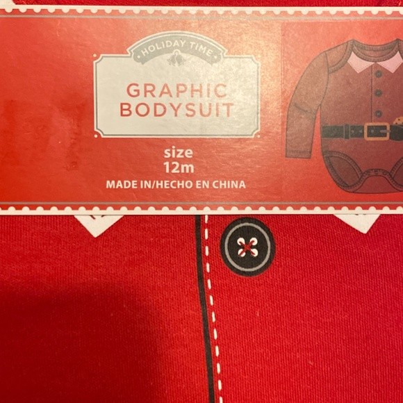 Christmas Baby Graphic Bodysuit NWT Red Santa - Picture 2 of 5